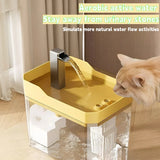 Pet water fountain with a cat drinking from it, featuring text about water benefits.