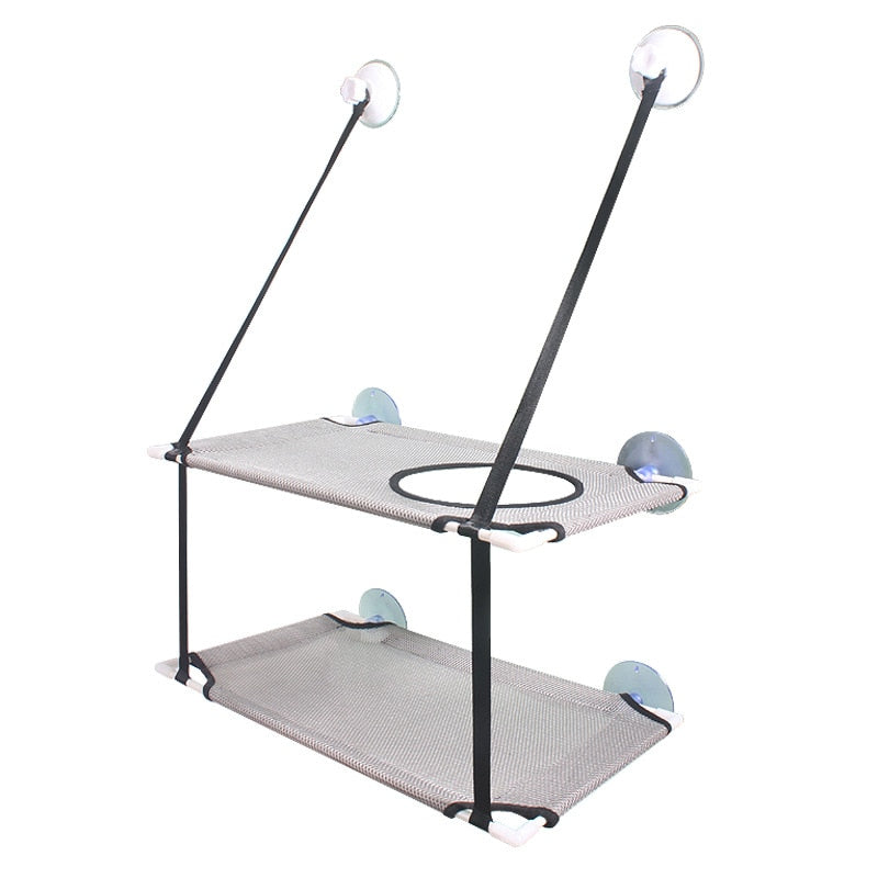 Double Layer Pet Hanging Beds Cats Shelves Bearing 15kg Cat Sunny Window Seat Mount Pet Cat Sleeping Hammock Cat Bed Accessories