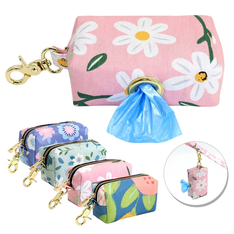 Portable Dog Poop Bag Dispenser Pouch Printed Dogs Poop Waste Bag Holder Pets Supplies Garbage Snack Bags For Outdoor Walking