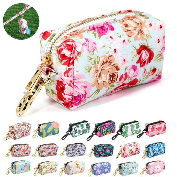 alt = "Different colored printed  portable Dog pooop bag dispenser"