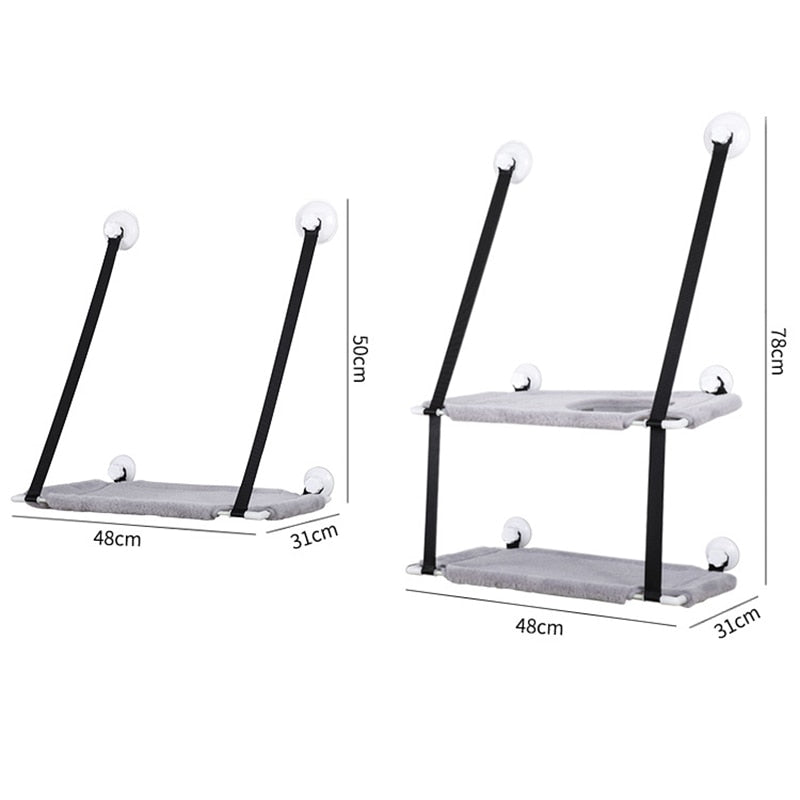 Double Layer Pet Hanging Beds Cats Shelves Bearing 15kg Cat Sunny Window Seat Mount Pet Cat Sleeping Hammock Cat Bed Accessories
