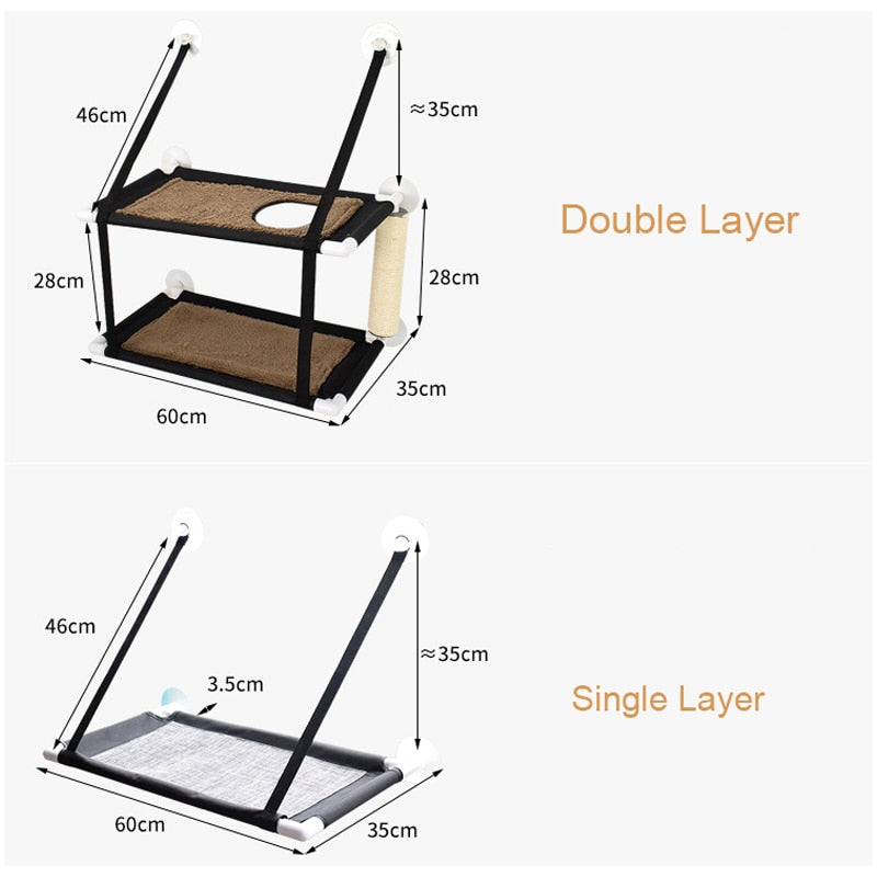 Double Layer Pet Hanging Beds Cats Shelves Bearing 15kg Cat Sunny Window Seat Mount Pet Cat Sleeping Hammock Cat Bed Accessories