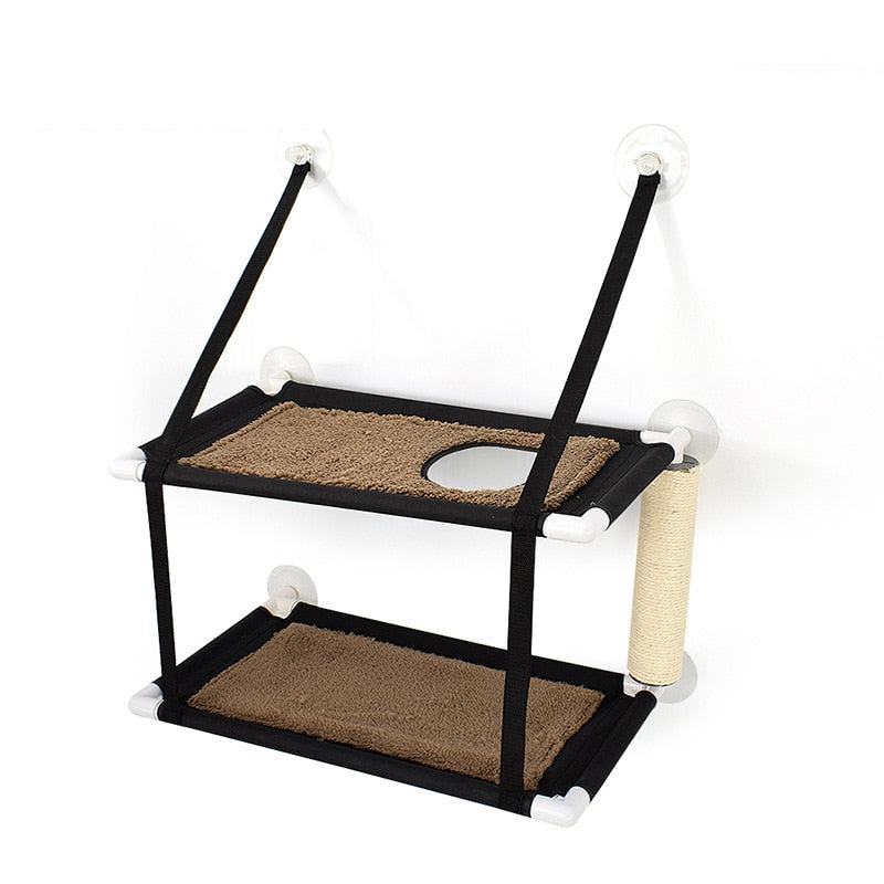 Double Layer Pet Hanging Beds Cats Shelves Bearing 15kg Cat Sunny Window Seat Mount Pet Cat Sleeping Hammock Cat Bed Accessories